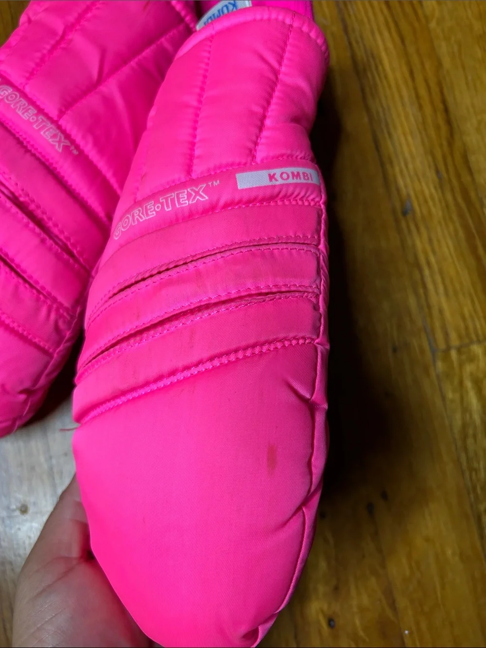 GORE-TEX Kids Bright Pink Mittens with Neon Green Earmuffs